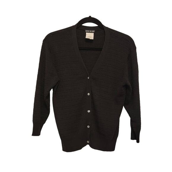 VTG Esprit De Corp Black Metallic Stripe Cardigan Large #407 - Picture 1 of 9